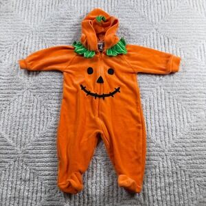 Miniwear Pumpkin Romper Baby 0-3M Orange Halloween Costume Hooded Footed Sleeper